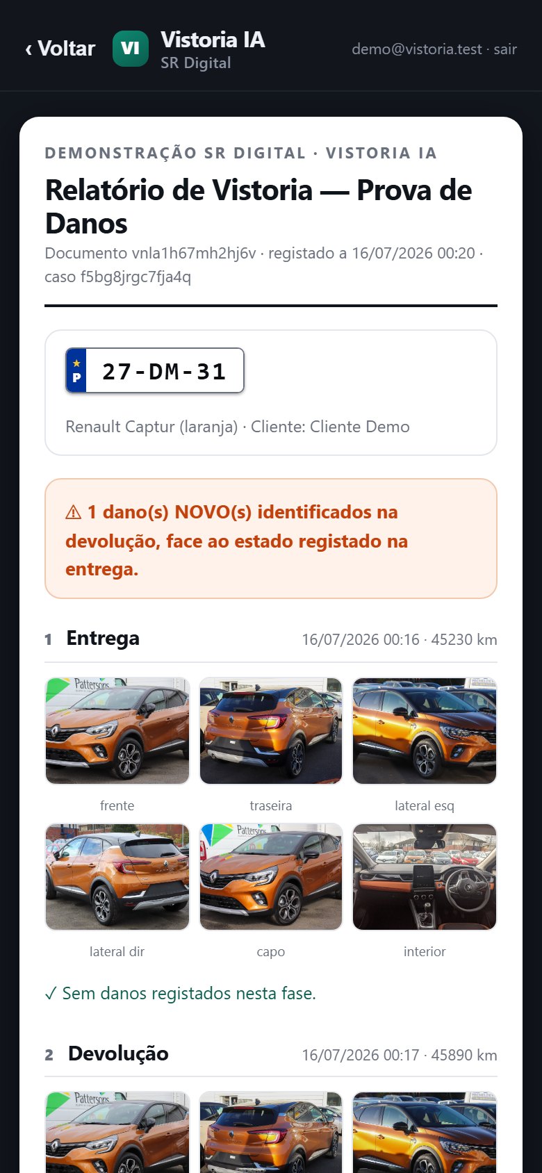 Relatório de prova: fotografias das duas fases, data e códigos de verificação